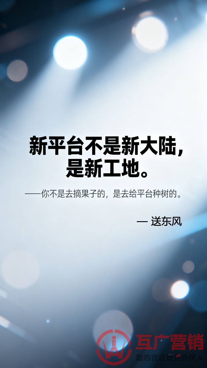 “新平台不是新大陆,是新工地。”——你不是去摘果子的,是去给平台种树的。