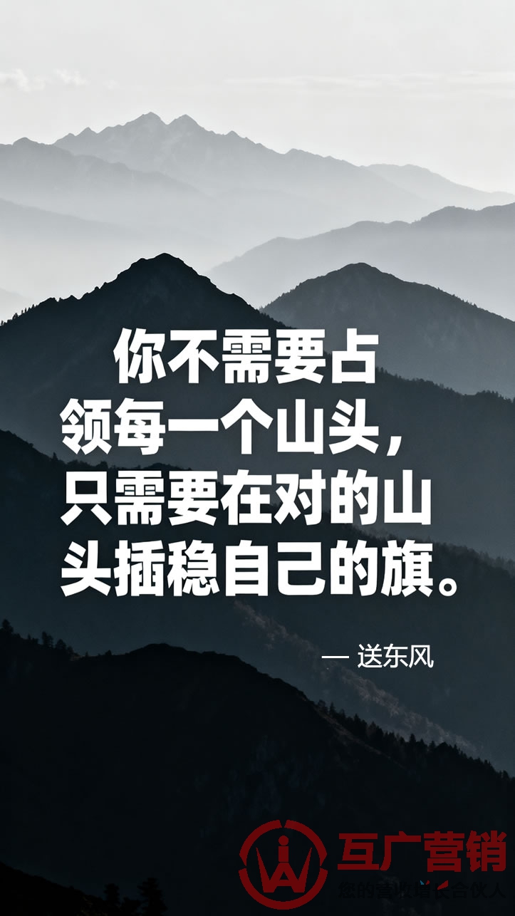“你不需要占领每一个山头,只需要在对的山头插稳自己的旗。”